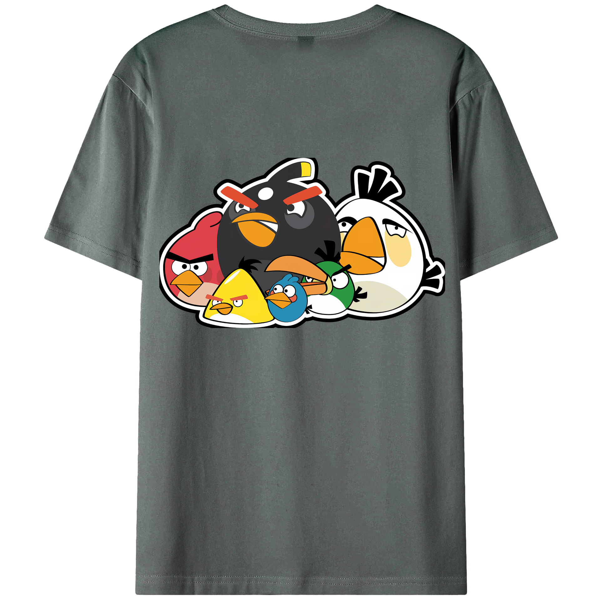 （画像用） Angry Birds アングリーバード 綿100％ メンズ半袖Tシャツ（バックプリント） 通気性